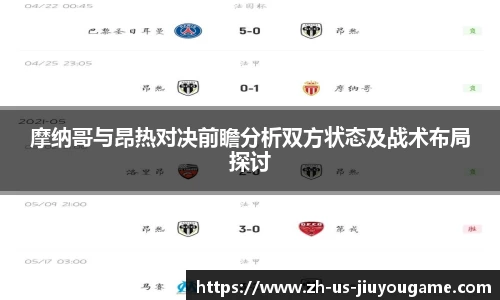 摩纳哥与昂热对决前瞻分析双方状态及战术布局探讨